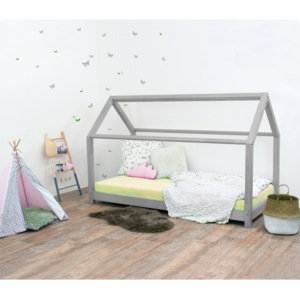 Szare łóżko dziecięce z drewna świerkowego Benlemi Tery, 70x160 cm