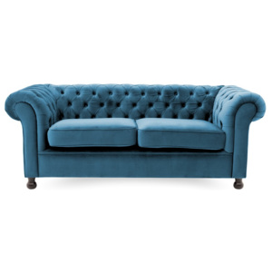 Niebieska sofa 3-osobowa Vivonita Chesterfield