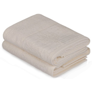Zestaw dwóch kremowych ręczników Victorian, 90x50 cm