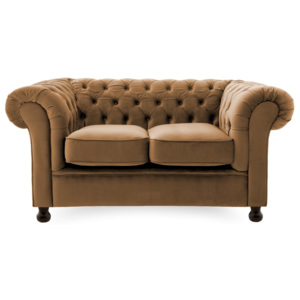 Brązowa sofa 2-osobowa Vivonita Chesterfield