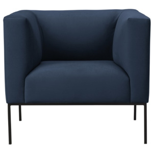 Ciemnoniebieski fotel z metalowymi nogami Windsor & Co Sofas Neptune