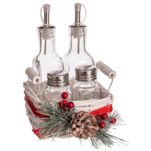 Zestaw butelek na olej i ocet w koszyku Unimasa Christmas