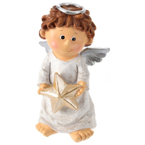 Figurka dekoracyjna aniołek trzymający gwiazdę, wys. 16 cm