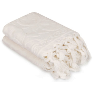 Zestaw dwóch białych ręczników Bohème, 90x50 cm