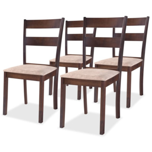 Krzesła jadalniane, 4 szt., brązowe, drewno kauczukowe