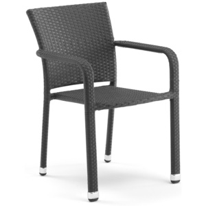 Krzesło kawiarniane Aston z podłokietnikami, czarny rattan
