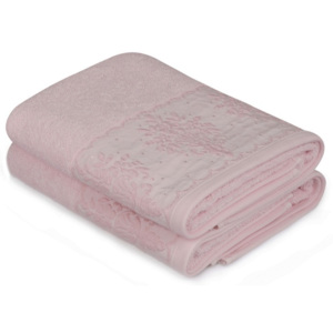 Zestaw dwóch ręczników w kolorze pudrowego różu Victorian, 90x50 cm