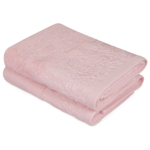 Zestaw 2 różowych ręczników z czystej bawełny Lisa, 50x90 cm