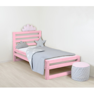 Dziecięce różowe drewniane łóżko 1-osobowe Benlemi DeLuxe, 180x90 cm
