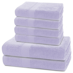 Komplet 2 jasnofioletowych ręczników kąpielowych i 4 ręczników DecoKing Marina
