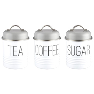 Zestaw 3 pojemników na herbatę kawę i cukier 0,8l Typhoon Vintage Mayfair biało-szary