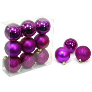Zestaw 9 bombek w fioletowym kolorze Unimasa Navidad