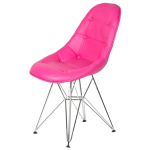 Krzesło King Home Eames EPC DSR ekoskóra wściekły róż