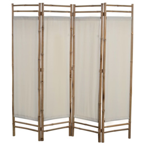 4-panelowy, składany parawan, bambus i płótno, 160 cm