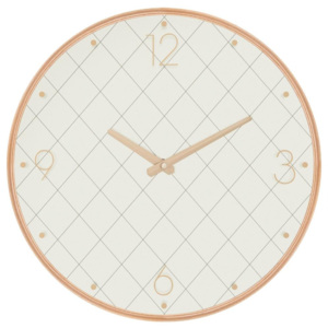 Zegar na ścianę w drewnianej ramce, zegar do salonu, zegar kuchenny, zegar ścienny - Ø 40 cm, kolor biały