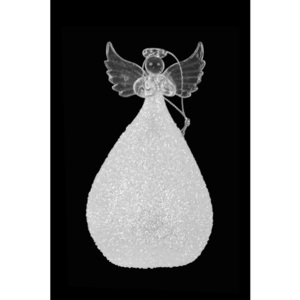 Dekoracyjny aniołek szklany z LED Ego Dekor, wys. 16 cm