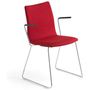Krzesło konferencyjne OTTAWA, podłokietniki, czerwony, chrom