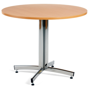 Stół do stołówki SANNA, Ø 900x720 mm, laminat, buk, chrom
