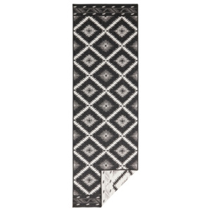 Czarno-kremowy wytrzymały chodnik dwustronny Bougari Twin Supreme Duro, 80x350 cm