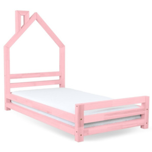 Różowe łóżko dziecięce z drewna świerkowego Benlemi Wally, 80x180 cm