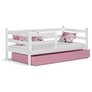 Łóżko dziecięce z materacem Stich z pojemnikiem 180x80 różowo białe