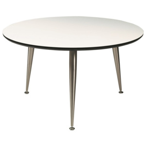 Biały stolik z nogami w srebrnej barwie Folke Strike, wys. 40 cmx∅ 85 cm
