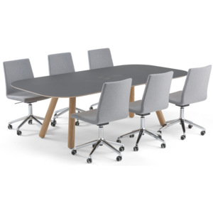 Zestaw konferencyjny, Radius + Perry, stół i 6 szarych krzeseł