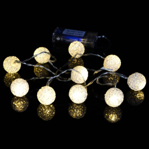 Bożenarodzeniowy dekoracyjny łańcuch - świetlne kule - 10 LED ciepła biel