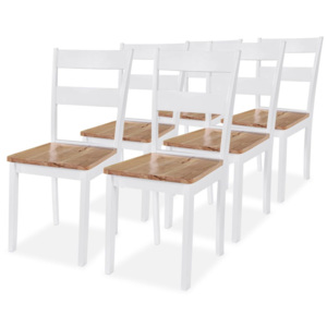 Krzesła do jadalni, 6 szt., drewno kauczukowe, białe