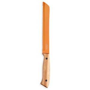 Pomarańczowy nóż na pečivo z drewnianą rączką The Mia Cutt, dł. 20 cm