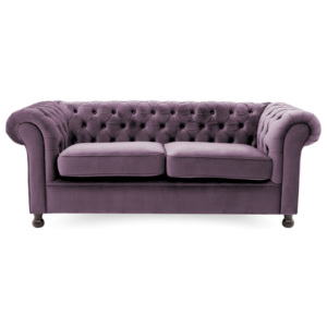 Fioletowa sofa 3-osobowa Vivonita Chesterfield