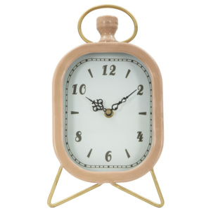 Różowy zegar stołowy z detalami w złotej barwie Mauro Ferretti Glam