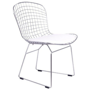 Krzesło Diamond King Home chrom-biała poduszka
