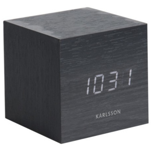 Czarny budzik Karlsson Mini Cube, 8x8 cm