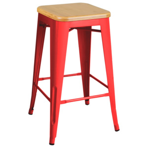 Krzesło barowe King Home Tower Wood sosna/czerwone