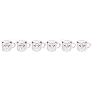 Komplet 6 białych ceramicznych kubków Antic Line Cappuccino