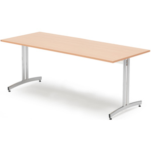 Stół do stołówki SANNA, 1800x800x720 mm, laminat, buk, chrom