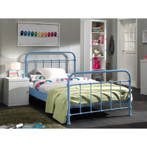 Metalowe łóżko dziecięce New York 120 cm niebieskie