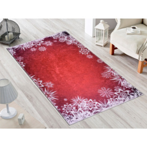 Czerwono-biały chodnik Vitaus Snowflakes, 80x200 cm