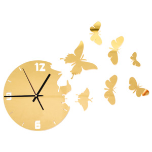 Nowoczesny zegar ścienny motyle 3 kolory DIY ZŁOTY