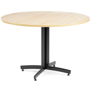 Stół do stołówki SANNA, Ø 1100x720 mm, laminat, brzoza, czarny