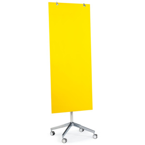 Szklana tablica suchościeralna, na kółkach, 650x1575 mm, żółty