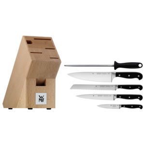 WMF Zestaw noży 6 sztuk ze stojakiem i ostrzałką Spitzenklasse Plus