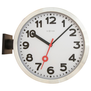 Zegar ścienny 44,5x38 cm Nextime Station Double biały