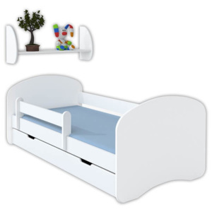 Zestaw łóżko 160x80 z materacem i półka wisząca - białe