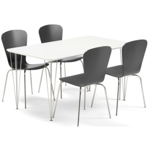 Zestaw mebli do stołówki ZADIE + MILLA, stół + 4 krzesła, czarny