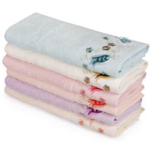 Zestaw 6 kolorowych ręczników z czystej bawełny Casandra, 30x50 cm