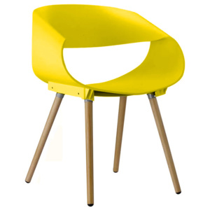 Krzesło gięte design z tworzywa do biura salonu ŻÓŁTE