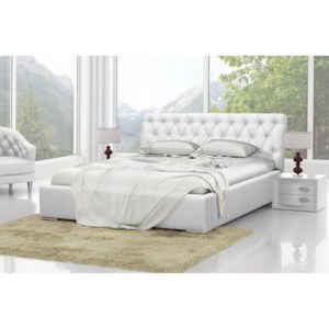 Łóżko Retro 160/200 - tapicerowane Białe