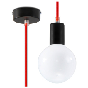 Lampa wisząca 8x8xmax.100cm Sollux Lighting Edison czerwona
